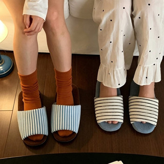 XIXITIAO Dép Vải Lanh Cotton Đơn Giản Màu Sắc Phù Hợp Với Sọc Tắt Tiếng Nam Nữ Nhà Máy Có Thể Giặt Được
