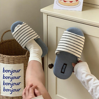 XIXITIAO Dép Vải Lanh Cotton Đơn Giản Màu Sắc Phù Hợp Với Sọc Tắt Tiếng Nam Nữ Nhà Máy Có Thể Giặt Được