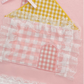 MuyoNowo Bé Gái 100% Cotton Nhà Miếng Dán Ren Viền Áo Thun Tay Ngắn Kẻ Sọc Dễ Thương Trẻ Em Tee