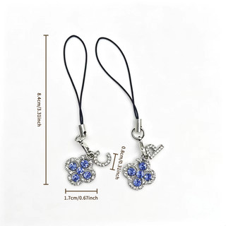 Mặt dây chuyền điện thoại di động diy Blue Diamond Four-leaf Clover Chữ cái tiếng Anh Mặt dây chuyền A-Z Mặt dây chuyền điện thoại di động Mặt dây chuyền