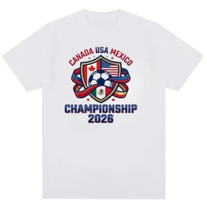 Áo thun nam nữ nguyên chất in hình Cotton mới cho giải vô địch World Cup Canada Mexico của Mỹ