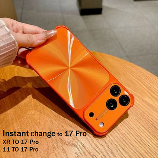 Ốp Điện Thoại Laser Chống Rơi Bốn Góc Sang Trọng Tương Thích Cho iPhone 11 XR Thay Đổi Sang 17 Pro Ốp Lưng Cứng Chống Sốc