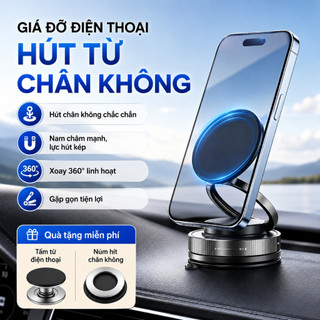 Giá đỡ điện thoại ô tô từ tính có hút chân không 360° Xoay được Hút chân không mạnh mẽ Giá đỡ có thể gập lại từ tính Giá đỡ điện thoại trên ô tô có thể thu vào