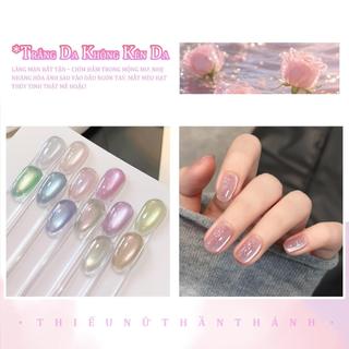 Miss Gooey Sơn móng tay gel họa tiết mắt mèo đính hạt thủy tinh kiểu nữ thần Phong cách mới Xuân/Hè 2026 Hợp thời trang và giúp da trông trắng sáng hơn