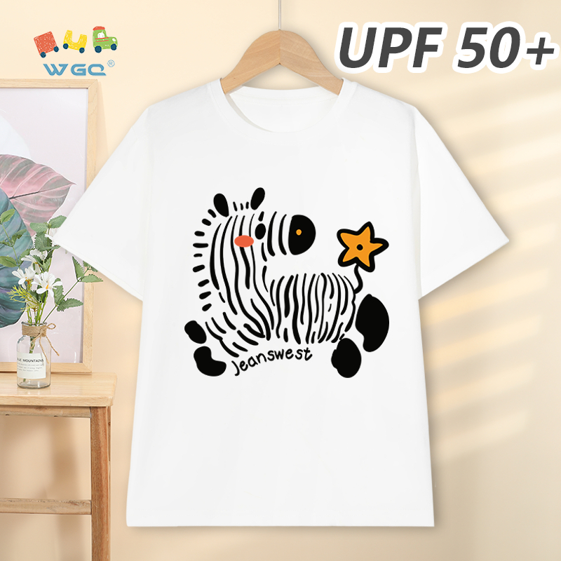 W.G.Q Áo thun bé trai，Phong cách mới mùa hè với in ngựa vằn，có chức năng chống nắng UPF50 +，Thoải mái mát mẻ，hấp thụ mồ hôi thoáng khí