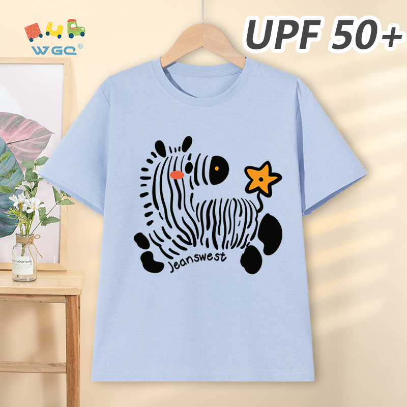 W.G.Q Áo thun bé trai，Phong cách mới mùa hè với in ngựa vằn，có chức năng chống nắng UPF50 +，Thoải mái mát mẻ，hấp thụ mồ hôi thoáng khí