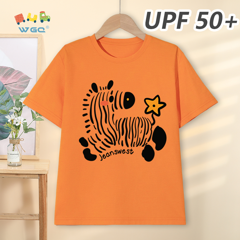 W.G.Q Áo thun bé trai，Phong cách mới mùa hè với in ngựa vằn，có chức năng chống nắng UPF50 +，Thoải mái mát mẻ，hấp thụ mồ hôi thoáng khí