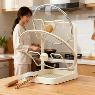 ​Hai Lớp Bếp Nắp Nồi Giá Không Cần Khoan Nắp Nồi Tổ Chức Nhà Bếp Tiết Kiệm Không Gian Mặt Bàn Sắp Xếp Giá