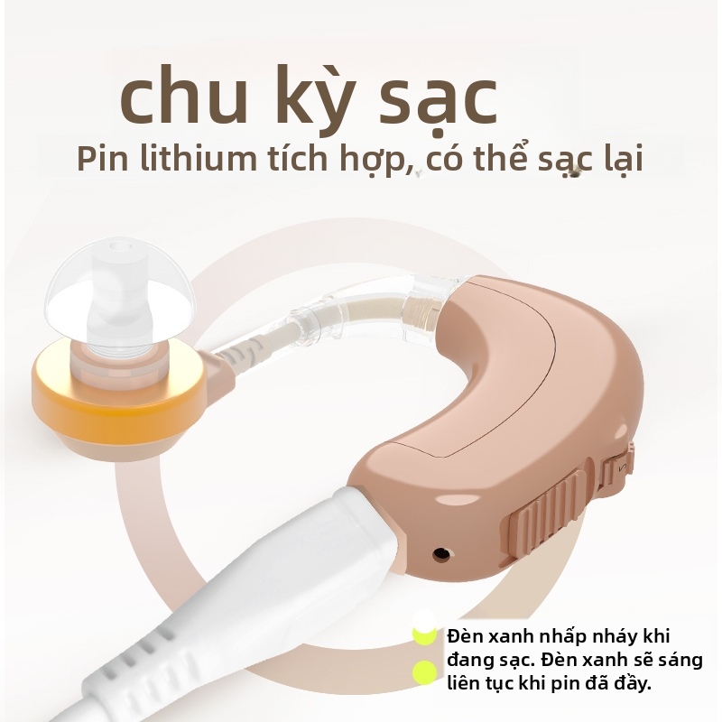 Máy trợ thính kỹ thuật số sạc lại, thiết bị hỗ trợ tai cho người lớn mất thính lực