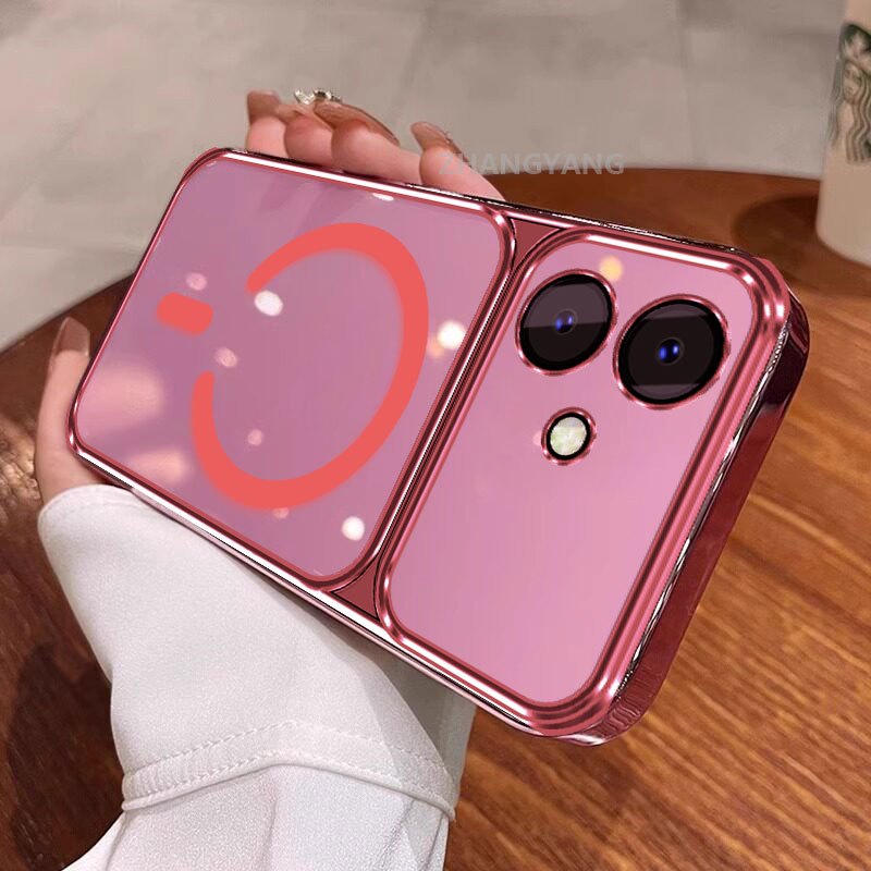 Ốp Lưng Cho OPPO A79 5G Thẩm Mỹ Silicon Cao Cấp Mạ Điện Trong Suốt Vỏ Điện Thoại Cùng Dòng Màu Hút Từ Tính Vòng Thiết Kế Mới