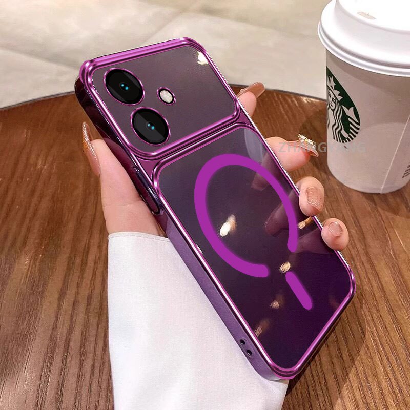 Ốp Lưng Cho OPPO A79 5G Thẩm Mỹ Silicon Cao Cấp Mạ Điện Trong Suốt Vỏ Điện Thoại Cùng Dòng Màu Hút Từ Tính Vòng Thiết Kế Mới