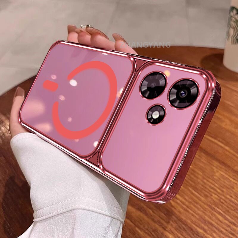 Ốp Lưng Cho Realme note 80 4G Thẩm Mỹ Silicon Cao Cấp Mạ Điện Trong Suốt Vỏ Điện Thoại Cùng Dòng Màu Hút Từ Tính Vòng Thiết Kế Mới