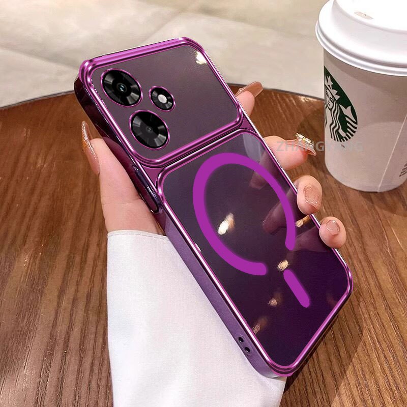 Ốp Lưng Cho Realme note 80 4G Thẩm Mỹ Silicon Cao Cấp Mạ Điện Trong Suốt Vỏ Điện Thoại Cùng Dòng Màu Hút Từ Tính Vòng Thiết Kế Mới