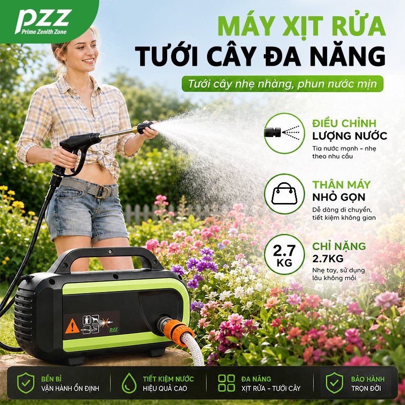 Máy rửa xe áp lực cao pzz Bộ rửa xe tưới nước trong vườn Dễ dàng mang theo Tưới nước nhanh