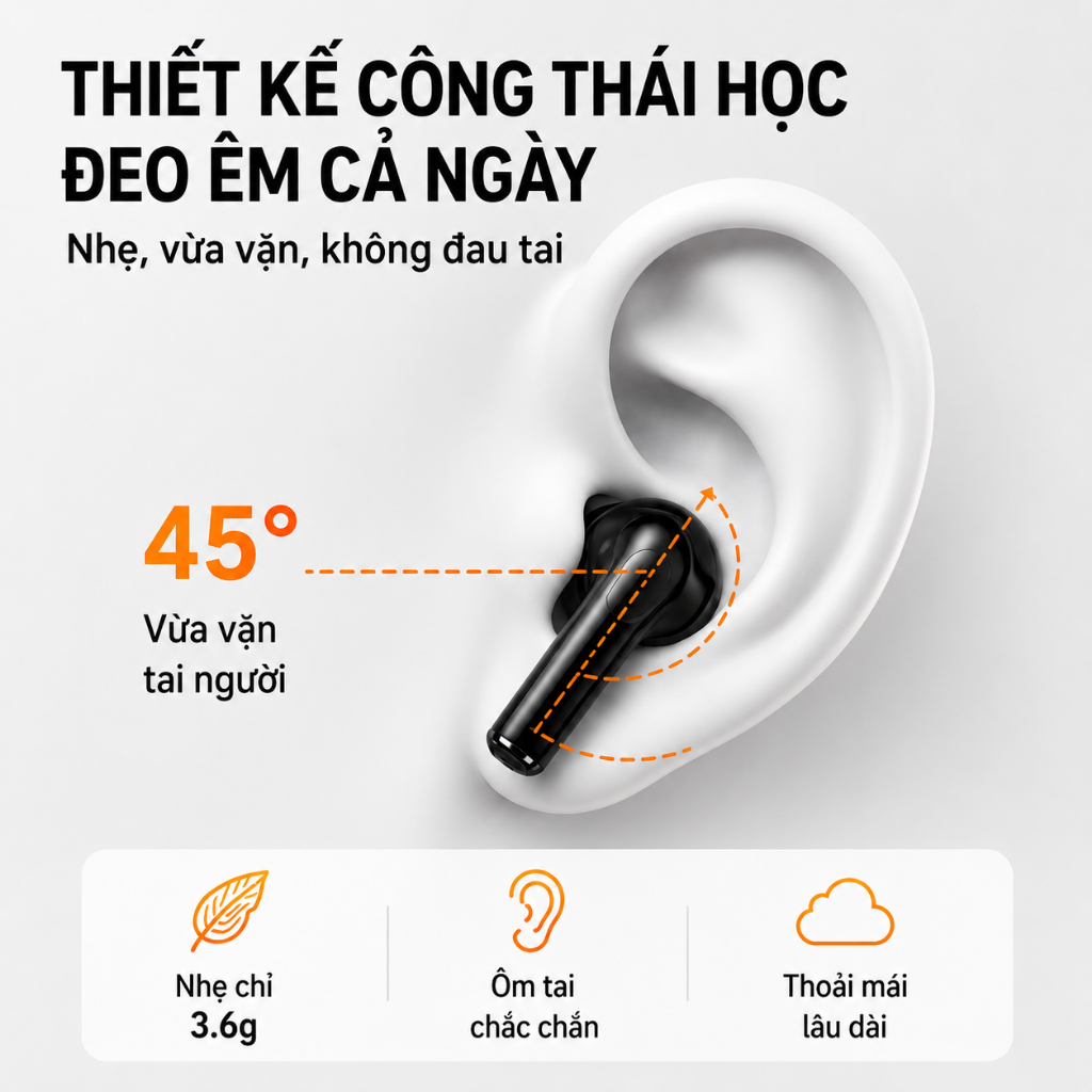 Tai Nghe Bluetooth Lenovo HT38 Chính Hãng - Âm Thanh HIFI Sống Động, Mic Khử Ồn Cuộc Gọi, Pin 15 Giờ, Thiết Kế Gọn Nhẹ