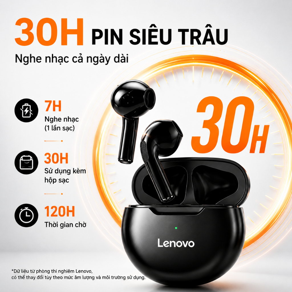 Tai Nghe Bluetooth Lenovo HT38 Chính Hãng - Âm Thanh HIFI Sống Động, Mic Khử Ồn Cuộc Gọi, Pin 15 Giờ, Thiết Kế Gọn Nhẹ