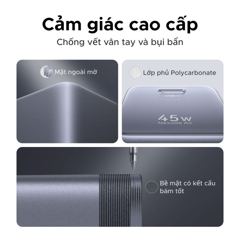 Bộ sạc nhanh UGREEN 45W Ultra-Mini Nexode Air GaN Bộ sạc tường USB-C, màu xám nhẹ gọn với cổng USB-C Tương thích cho iPhone 17 16 Pro Max Samsung S26 S25 S24 S23 Ultra | BigBuy360 - bigbuy360.vn