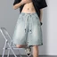 Quần Short Nam Denim Dáng Rộng Thoải Mái, Mỏng Nhẹ Mát Mẻ, Thời Trang Mùa Hè, Vải Lạnh Mềm Mại, Độ Co Giãn Cao