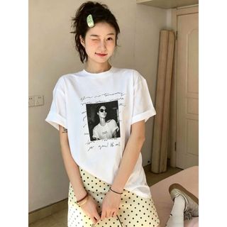 2026 Mới Cổ Tròn Thương Hiệu cotton Lười Rời Hoạt Hình In Hình Áo Thun Nữ Tay Ngắn