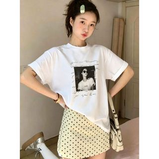 2026 Mới Cổ Tròn Thương Hiệu cotton Lười Rời Hoạt Hình In Hình Áo Thun Nữ Tay Ngắn