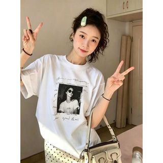 2026 Mới Cổ Tròn Thương Hiệu cotton Lười Rời Hoạt Hình In Hình Áo Thun Nữ Tay Ngắn