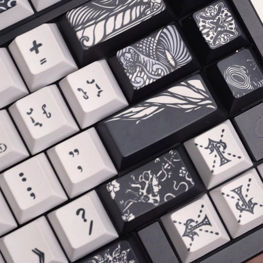 Mũ trùm đầu thiên thần sa ngã Keycaps PBT anh đào hồ sơ màu đen Seraph Kim loại ngọc trai Keycap cho bàn phím cơ | BigBuy360 - bigbuy360.vn