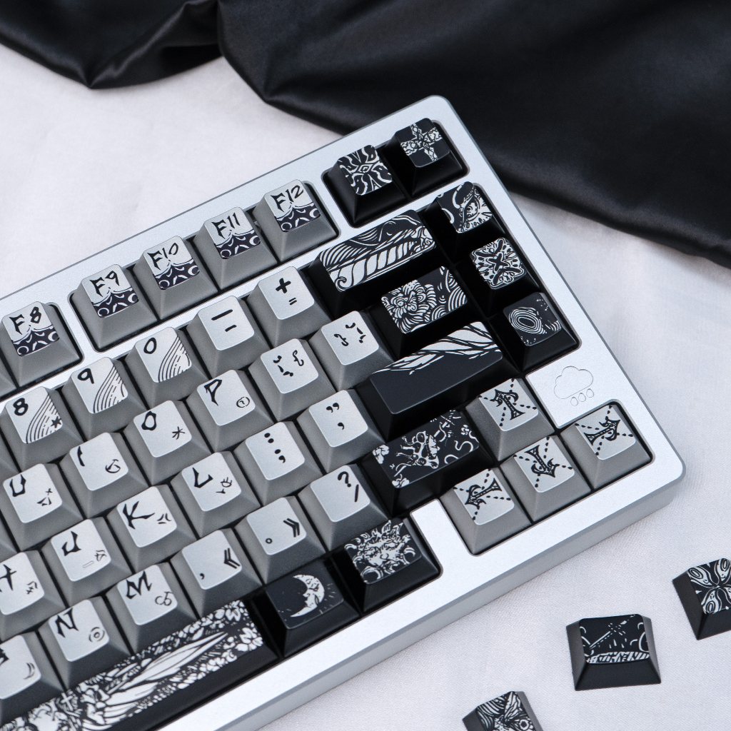 Mũ trùm đầu thiên thần sa ngã Keycaps PBT anh đào hồ sơ màu đen Seraph Kim loại ngọc trai Keycap cho bàn phím cơ | BigBuy360 - bigbuy360.vn