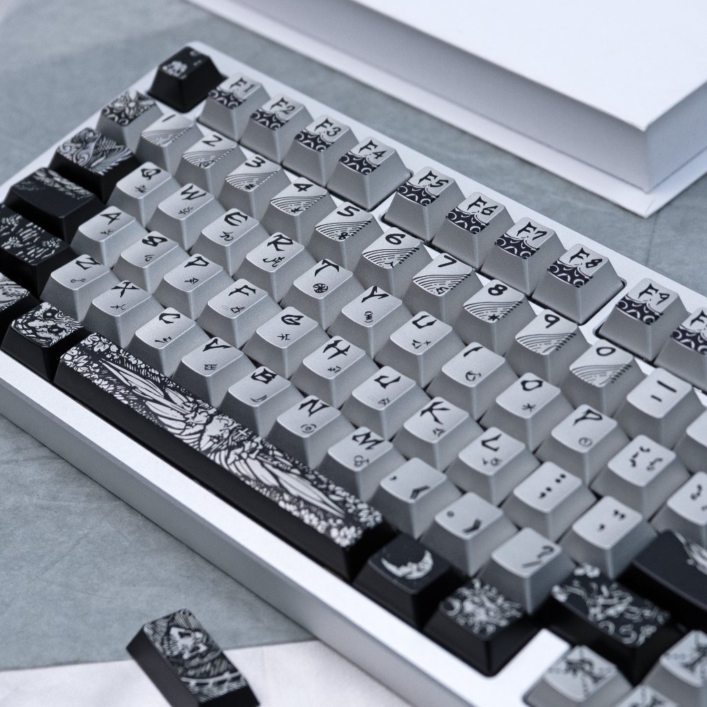 Mũ trùm đầu thiên thần sa ngã Keycaps PBT anh đào hồ sơ màu đen Seraph Kim loại ngọc trai Keycap cho bàn phím cơ | BigBuy360 - bigbuy360.vn
