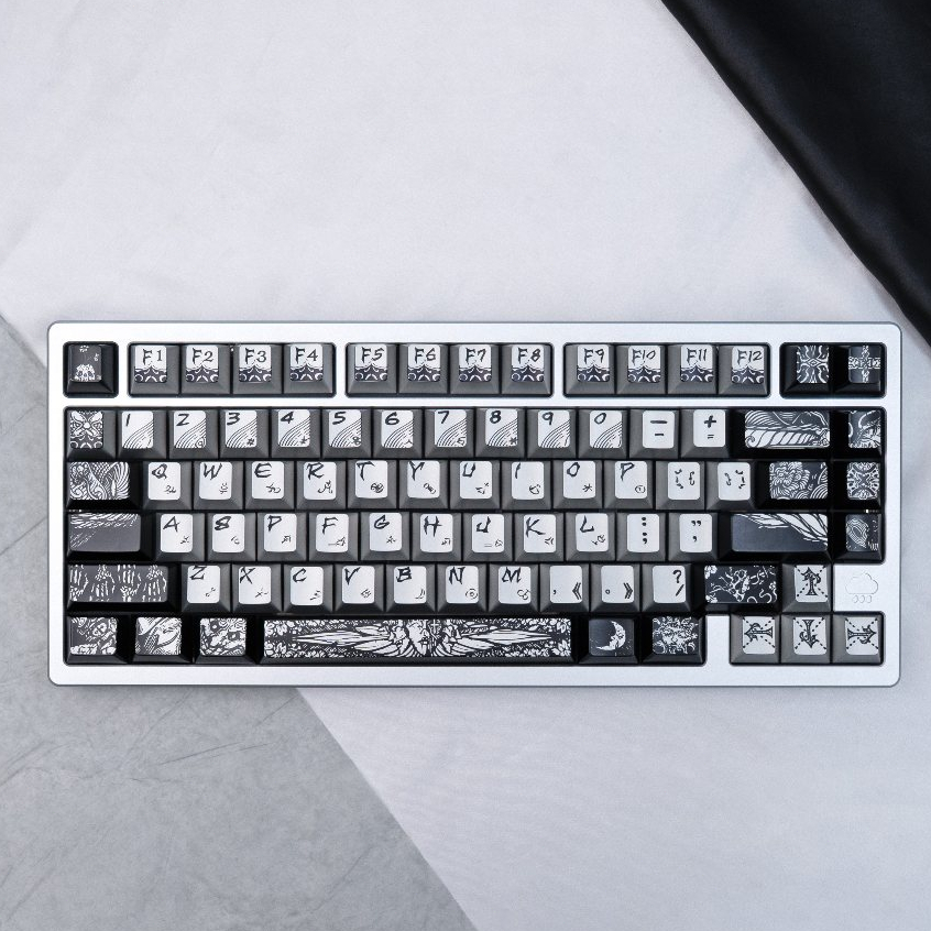 Mũ trùm đầu thiên thần sa ngã Keycaps PBT anh đào hồ sơ màu đen Seraph Kim loại ngọc trai Keycap cho bàn phím cơ | BigBuy360 - bigbuy360.vn