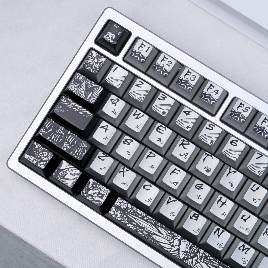 Mũ trùm đầu thiên thần sa ngã Keycaps PBT anh đào hồ sơ màu đen Seraph Kim loại ngọc trai Keycap cho bàn phím cơ