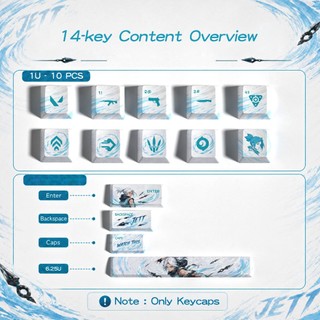 BỘ Kỹ Năng Đại Lý Keycaps VALORANT Cho Bàn Phím Cơ 14 Phím