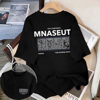 WASSUP 2026 Phong Cách Mới Nam Tay Ngắn Phong Cách Hàn Quốc Cổ Tròn Rời Vải Mềm Làm Tinh Tế Họa Tiết Đường Khâu In