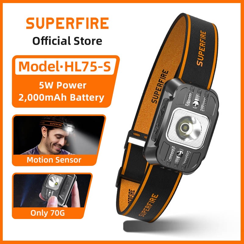 SUPERFIRE HL75-S Pin 5W 2000mAh Đèn Pin Đội Đầu Siêu Sáng Có Thể Sạc Lại