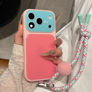 Bảo Vệ Ống Kính Màu Kẹo Acrylic Wrsit Dây Đeo Ốp Lưng Điện Thoại iPhone 17Promax 17Pro 13 14 15 16 Pro Max Chống Sốc Nữ Điện Thoại Di Động