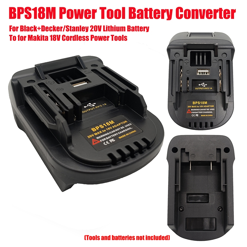 Bộ Chuyển Đổi Pin BPS18M Cho Đen + Decker / Stanley 20V Pin Lithium Cho Makita 18V Dụng Cụ Không Dây