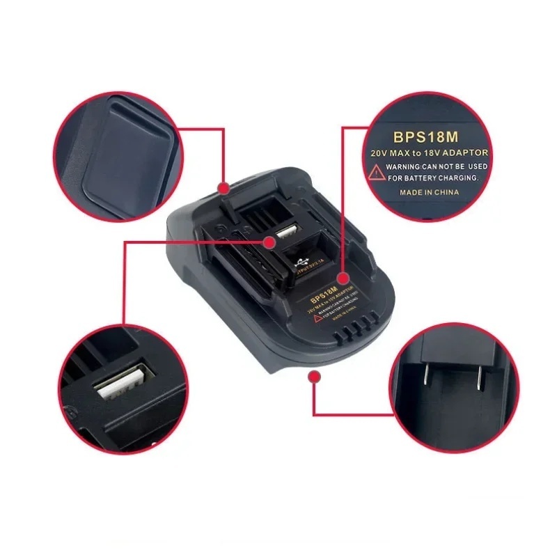 Bộ Chuyển Đổi Pin BPS18M Cho Đen + Decker / Stanley 20V Pin Lithium Cho Makita 18V Dụng Cụ Không Dây
