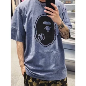 Áo thun dạo phố cỡ lớn màu đen / xanh Unisex, in ngực cổ điển