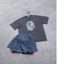 Áo thun dạo phố cỡ lớn màu đen / xanh Unisex, in ngực cổ điển