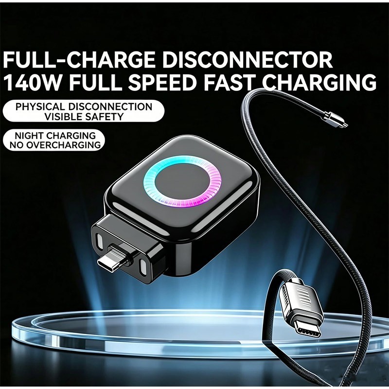 ECILY [Hàng mới về] Bộ tách sạc dừng tự động thông minh 140W Type-C Nhận dạng AI đa năng được sạc đầy đủ Thiết bị cắt tự động Bộ chuyển đổi bảo vệ an toàn sạc USB