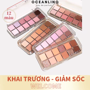 FAMOTY Palette Phấn Mắt 12 Màu Đa Năng - Tông Đất, Ánh Kim/Matt, Tạo Phong Cách Dịu Dàng
