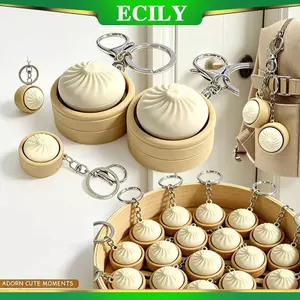 ECILY Dễ Thương Buns Hình Ép Móc Khóa Giảm Căng Thẳng Fidget Đồ Chơi Mô Phỏng Thực Phẩm Dễ Thương bao clicker Móc Khóa Bun Bột Đồ Chơi Cho Trẻ Em Quà Tặng