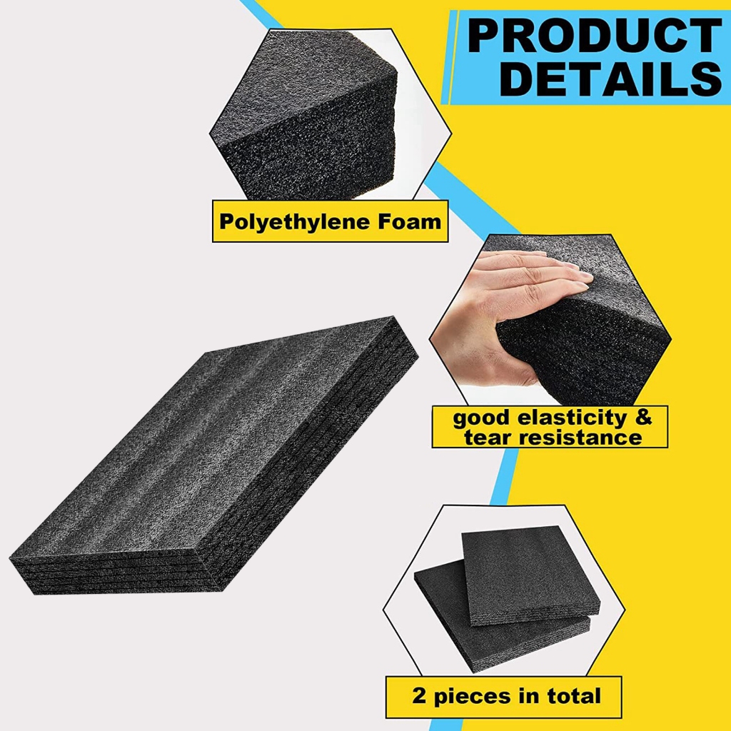 Tấm xốp Polyethylene Đệm đen Tấm đóng gói xốp Hộp công cụ Tấm xốp Polyethylene cho hộp dụng cụ Bảo quản máy ảnh và đồ thủ công
