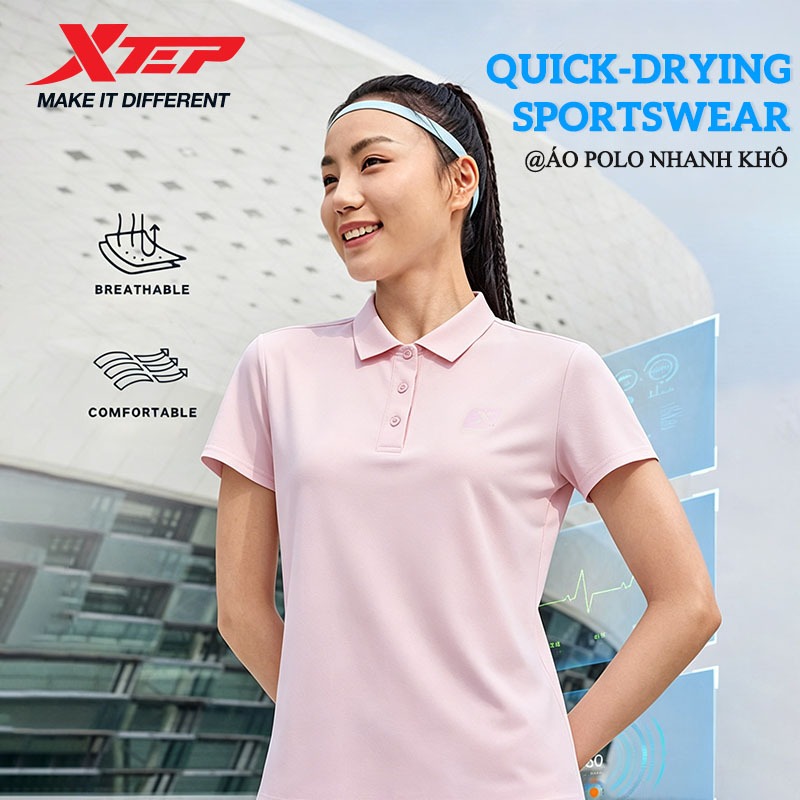 【XTEP】Áo polo nữ tay ngắn vai chuẩn 2026 mẫu mới mùa hè, cổ bẻ, áo thun nhanh khô thể thao, ôm dáng, tôn dáng, tay lỡ