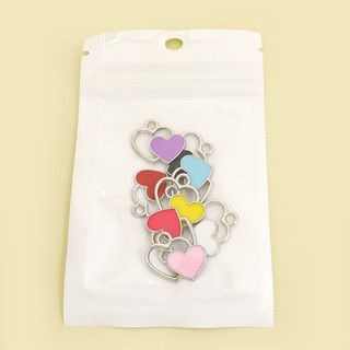 10 Chiếc Thời Trang Đơn Giản Đôi Trái Tim Thiết Kế 8 Màu Nhỏ Giọt Dầu Quyến Rũ Dễ Dàng Phù Hợp Với Vòng Cổ Vòng Tay Bông Tai Móc Khóa Và Nhiều Dây Xích Đồ Trang Trí DIY Mặt Dây Hợp Kim Hình Trái Tim Rỗng