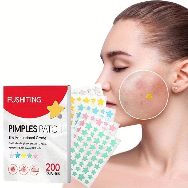 SADOER Miếng dán mụn Star, mỏng nhẹ che mụn thẩm mỹ, chăm sóc da 200pcs