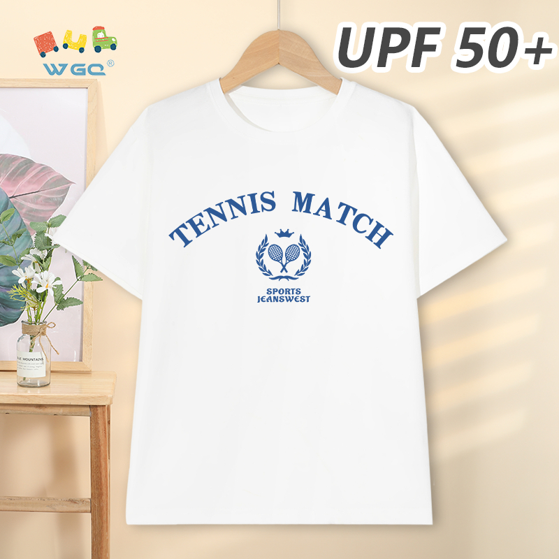 W.G.Q Áo thun bé trai，Phong cách mới mùa hè có in chữ，có chức năng chống nắng UPF50 +，Thoải mái mát mẻ，hấp thụ mồ hôi thoáng khí