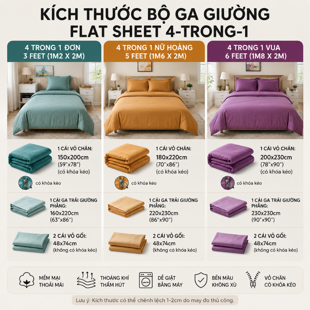 ✨Bộ chăn ga gối hoa Pastel 4 trong 1 mềm mại thoáng khí Tất cả các mùa được trang bị