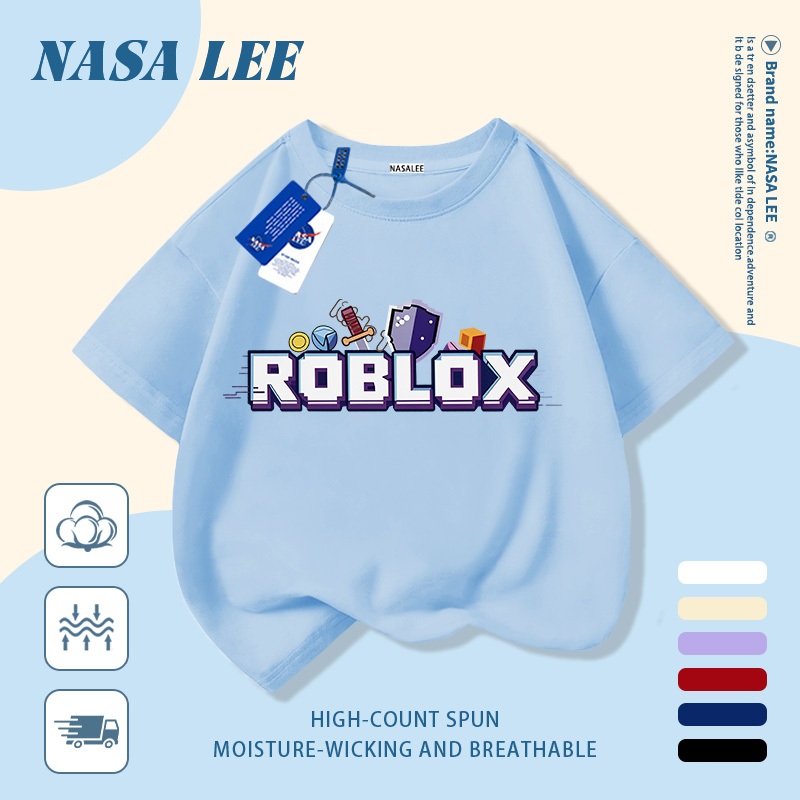 [Giao hàng trong ngày] Áo thun Cotton nguyên chất màu trắng cho trẻ em NASA Áo thun Cotton thoáng khí họa tiết hoạt hình Khâu in hợp thời trang 3-16 tuổi Bé trai bé gái tay ngắn thông thường
