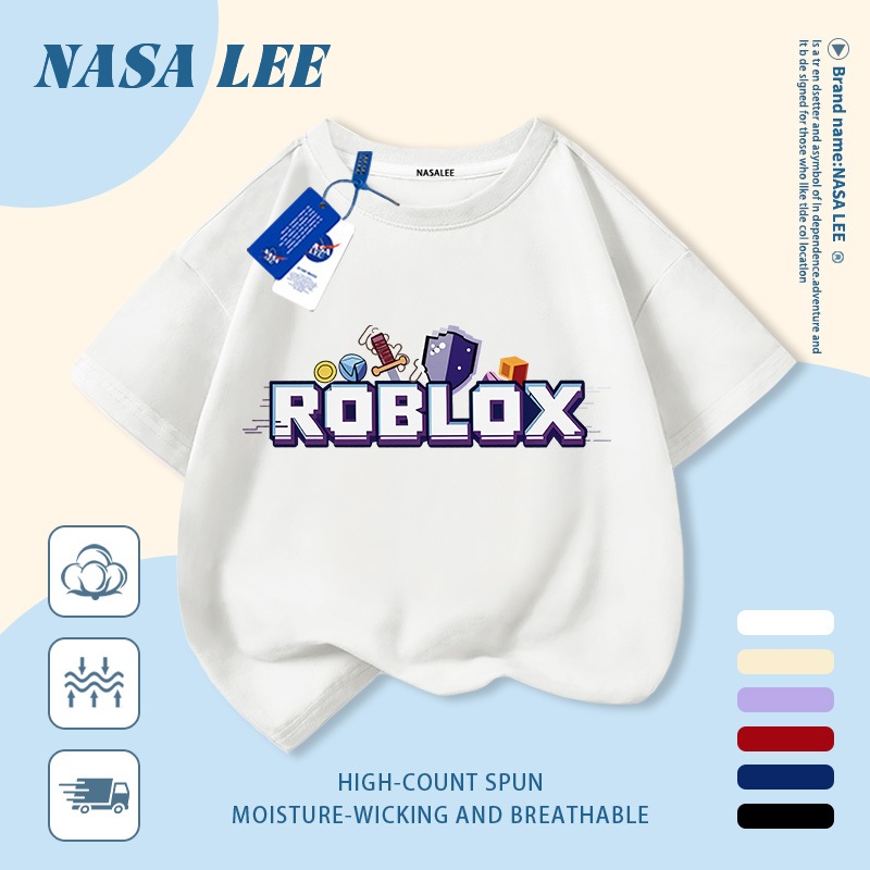 [Giao hàng trong ngày] Áo thun Cotton nguyên chất màu trắng cho trẻ em NASA Áo thun Cotton thoáng khí họa tiết hoạt hình Khâu in hợp thời trang 3-16 tuổi Bé trai bé gái tay ngắn thông thường