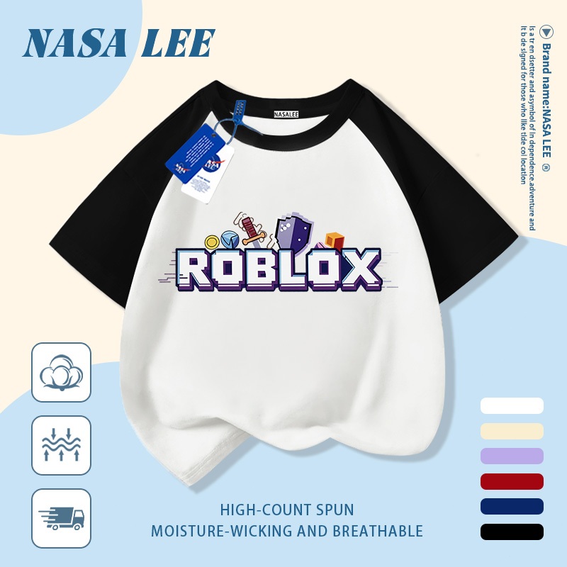 [Giao hàng trong ngày] Áo thun Cotton nguyên chất màu trắng cho trẻ em NASA Áo thun Cotton thoáng khí họa tiết hoạt hình Khâu in hợp thời trang 3-16 tuổi Bé trai bé gái tay ngắn thông thường
